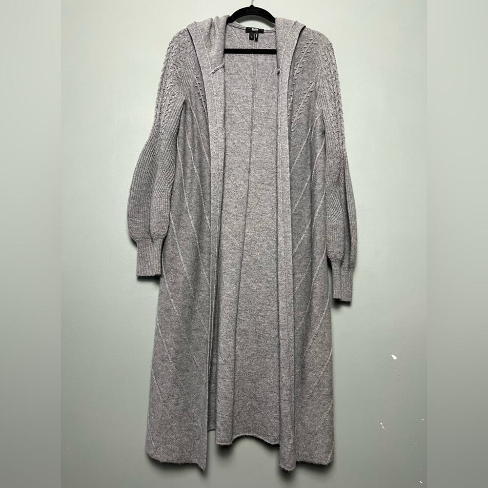 Paige Women’s Hazel Long Cardigan Open Front Wool Blend Sweater Gray Size S